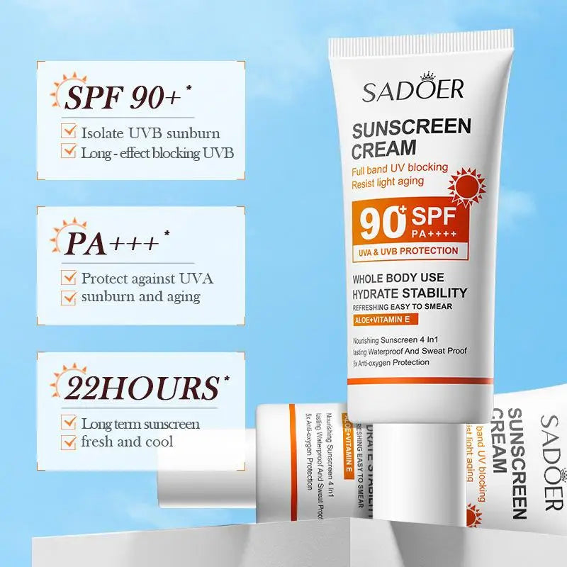 Sunscreen Cream With High Protection  SPF50+ SPF90+ PA+++Waterproof Sweatproof Lasting Moisturizing 50g/90ml
