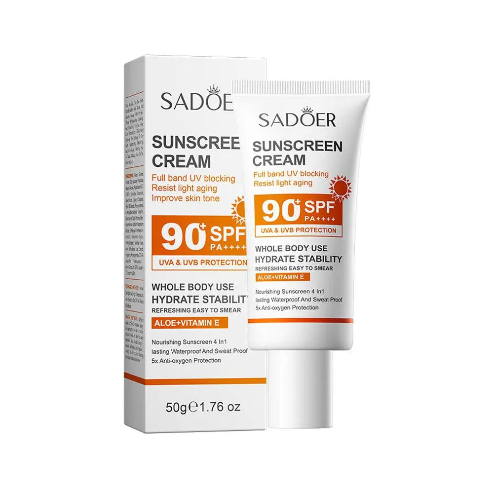 Sunscreen Cream With High Protection  SPF50+ SPF90+ PA+++Waterproof Sweatproof Lasting Moisturizing 50g/90ml