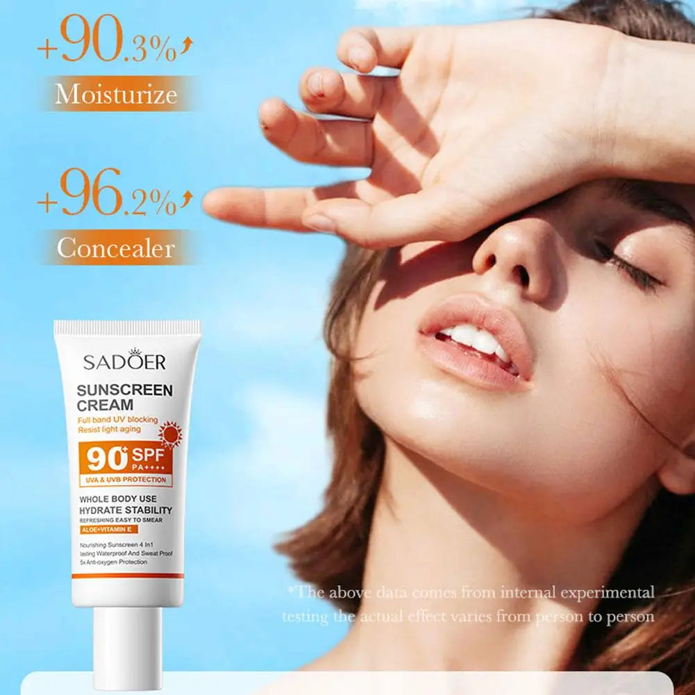 Sunscreen Cream With High Protection  SPF50+ SPF90+ PA+++Waterproof Sweatproof Lasting Moisturizing 50g/90ml
