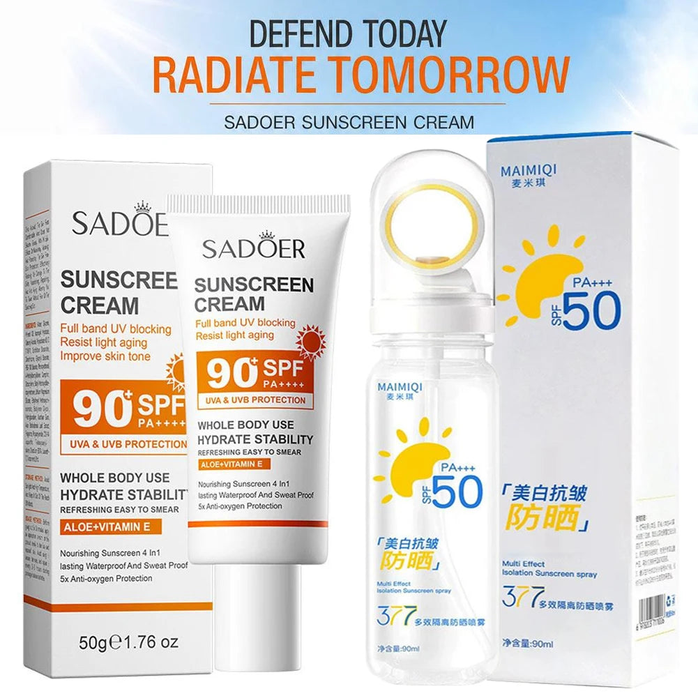 Sunscreen Cream With High Protection  SPF50+ SPF90+ PA+++Waterproof Sweatproof Lasting Moisturizing 50g/90ml