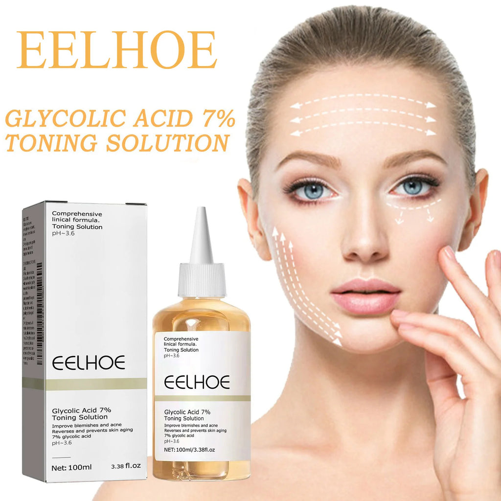 Solución tonificante de ácido glicólico al 7% para el acné, efecto lifting, reafirmante, antiarrugas, piel radiante, cuidado facial, tónico de ácido glicólico