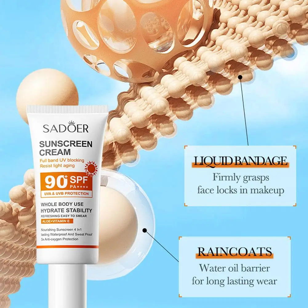 Sunscreen Cream With High Protection  SPF50+ SPF90+ PA+++Waterproof Sweatproof Lasting Moisturizing 50g/90ml