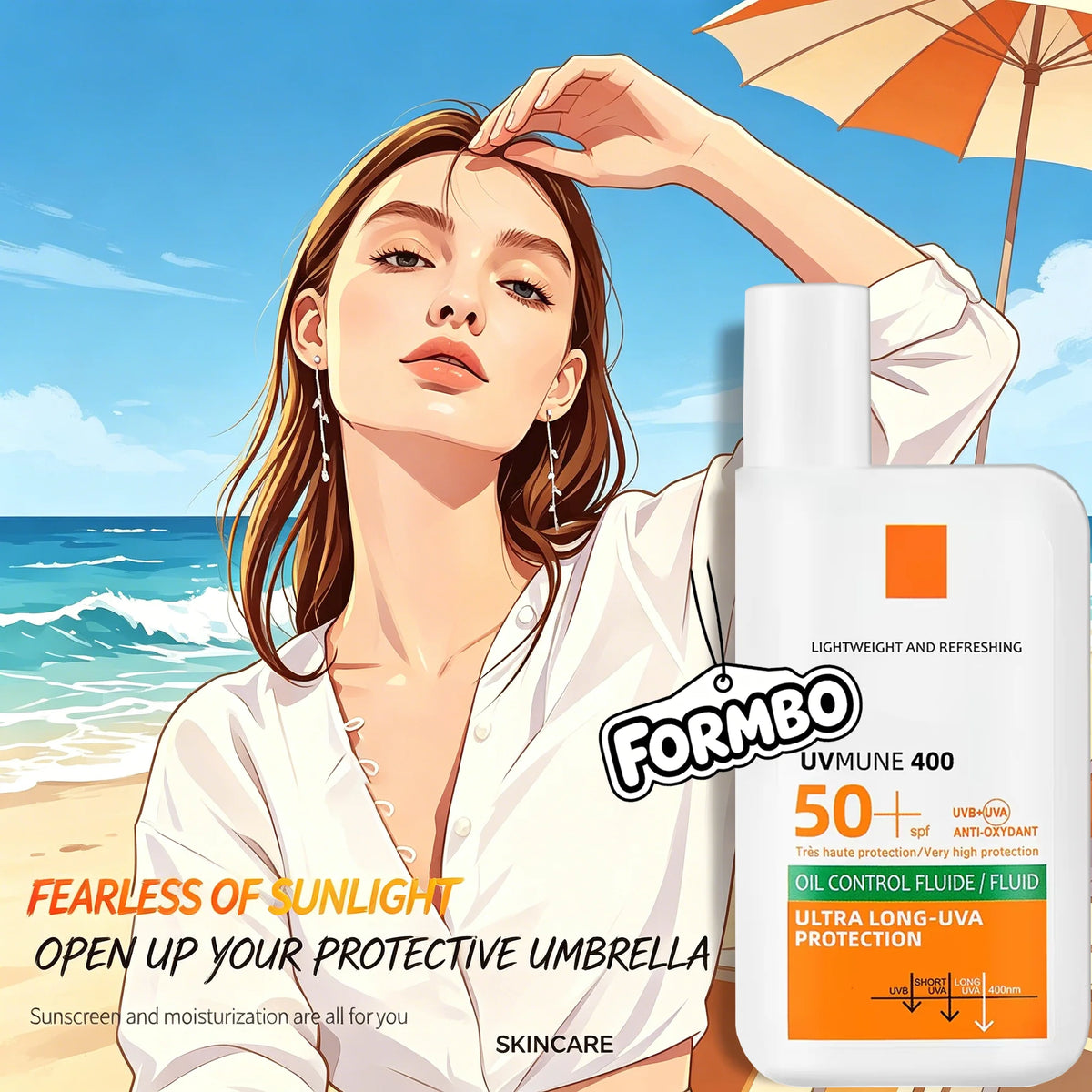 SPF50+ Sunscreen Lotion, Lightweight Non-Greasy Face & Body UV Protection Lasting Moisturizing, Refreshing Daily Sunburn Defense